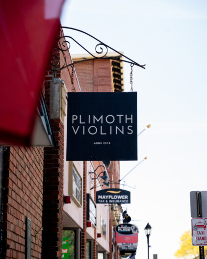 Plimoth Violins Custom Blade Sign Plymouth Mass by Zebra Visuals