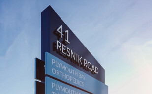 Blue Wayfinding Sign (41 Resnik Road)