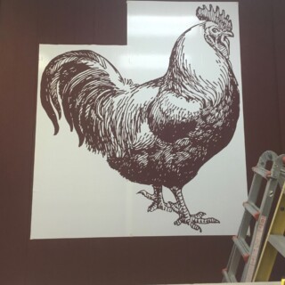 Farmers table stencil before painting