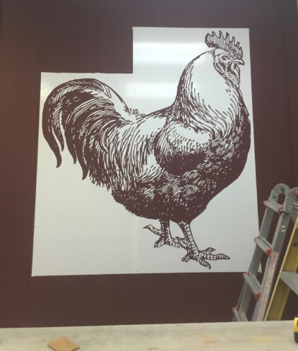 Farmers table stencil before painting