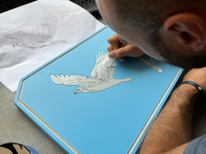 Hand painting carved sign