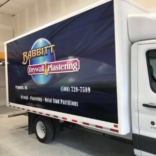 Truck lettering plymouth south shore zebra visuals Babbitt Plaster
