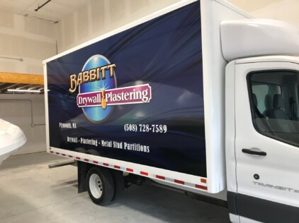 Truck lettering plymouth south shore zebra visuals Babbitt Plaster