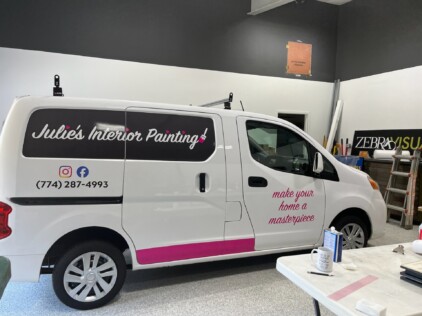 Truck lettering plymouth south shore zebra visuals Julies Paint