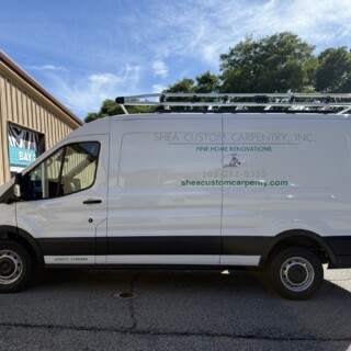 Truck lettering plymouth south shore zebra visuals Shea 24 Transit Drivers Side