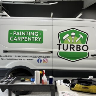 Truck lettering plymouth south shore zebra visuals Turbo in the shop