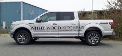 Truck lettering plymouth south shore zebra visuals WWK White Pick UP