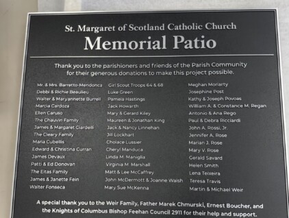 St Margarets Donor Plaque