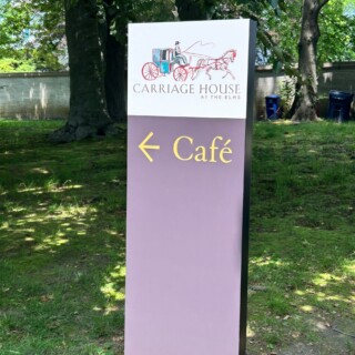 Carriage House at The Elms Cafe sign