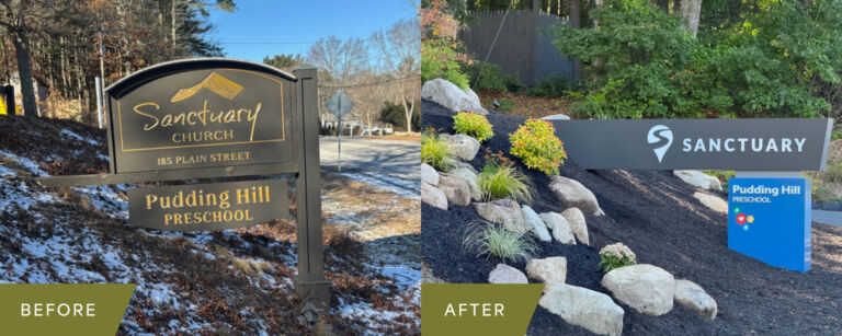 Sanctuary church sign0before after zebra visuals