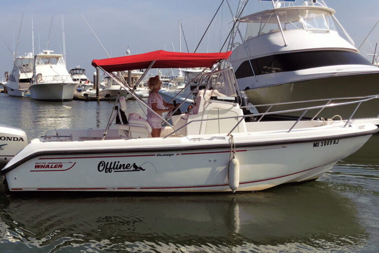 "Offline" Boston Whaler Boat Lettering Plymouth MA
