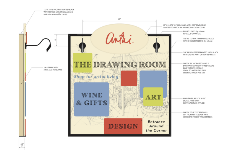 Drawing room sign design mockup