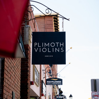 Plimoth Violins Custom Blade Sign Plymouth Mass by Zebra Visuals