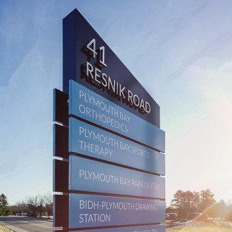 Blue Wayfinding Sign (41 Resnik Road)
