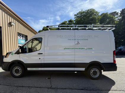 Truck lettering plymouth south shore zebra visuals Shea 24 Transit Drivers Side