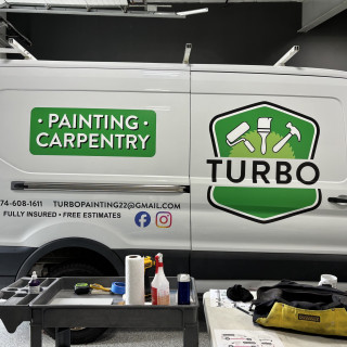 Truck lettering plymouth south shore zebra visuals Turbo in the shop