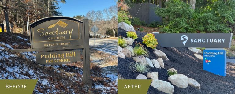 Sanctuary church sign0before after zebra visuals
