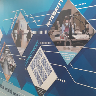 Interior wall graphics with dimensional letters