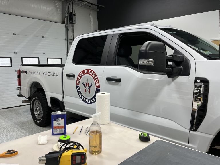 Truck lettering installation zebra visuals